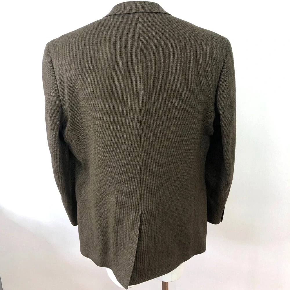 Chaps 44 L Long Men's 100% Wool Knit Button Sport Coat Jacket Brown MINT
